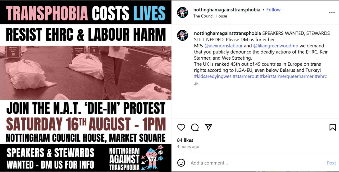 Nottingham Die-In on 16 August