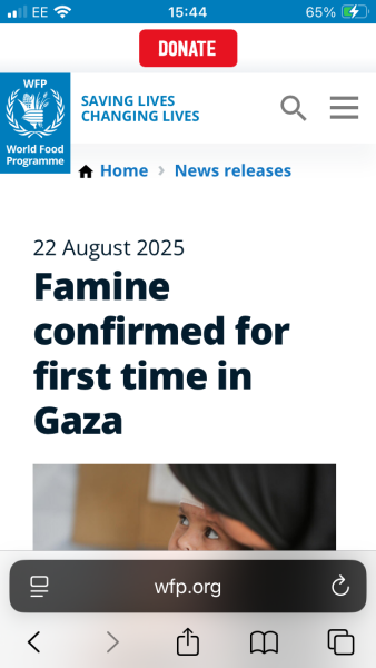A famine has been declared in Gaza city