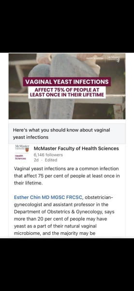 At least 50% of men get vaginal thrush
