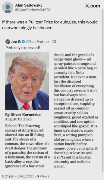 Grotesque, greedy, gullible, graceless, gaslighting, gormless, god-forsaken grifter - Trump thread #147