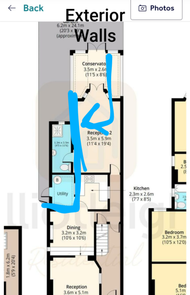 Turn beautiful second reception room into mediocre kitchen / diner?