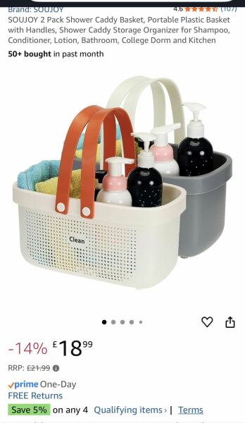 Freestanding plastic shower caddy or other solution please!