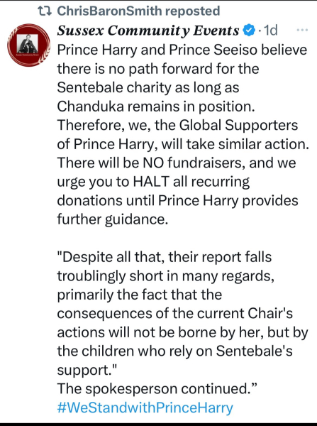 Harry quits Sentebale