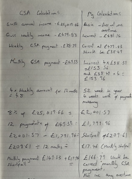 CSA calculation incorrect?