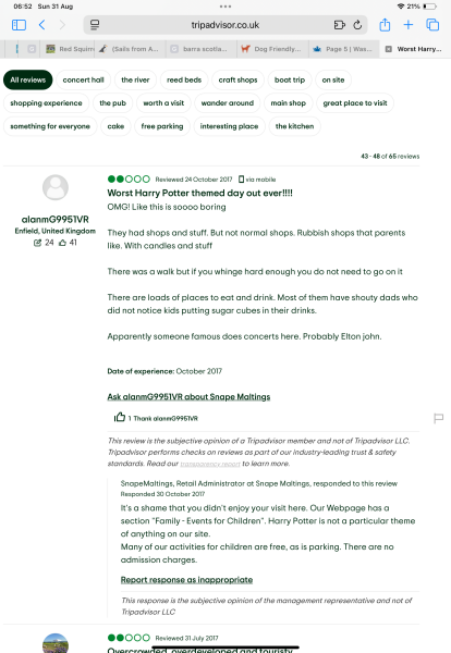 Was anyone else at Snape Maltings today? Did Alan get his table?