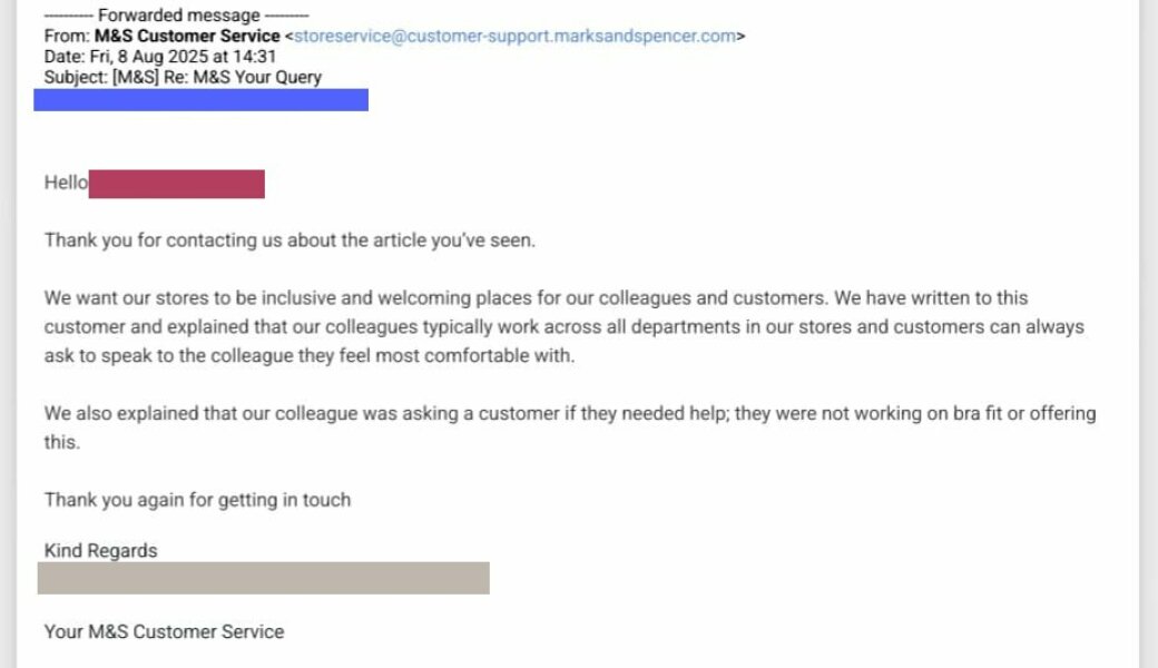 Misinformation correction: M&S Staff