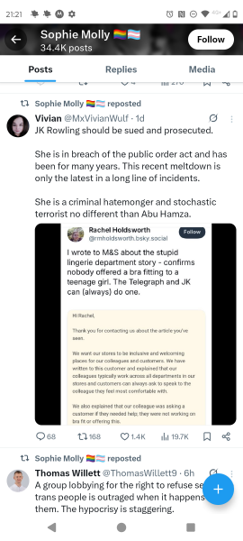 To think that, under the threat of "Let the war begin", there should be specific laws against male's entering female private spaces (and vice versa)