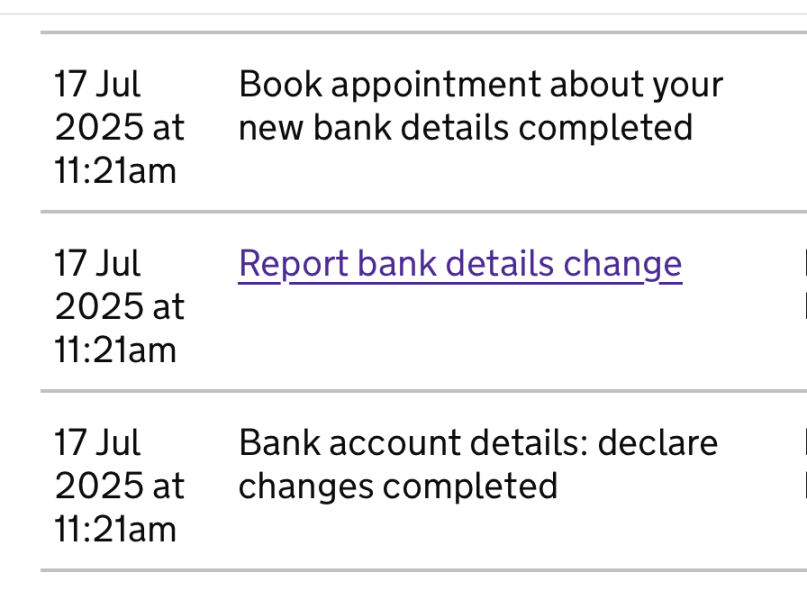 UC bank details change - appointment?