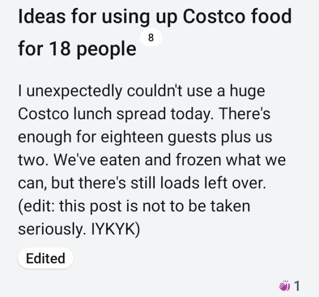 So apparently I'm having 18 people for a lunch party on Monday.