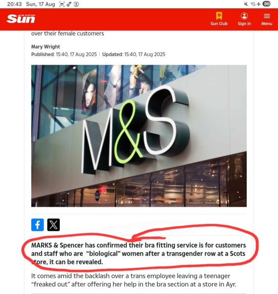 New M & S bra fitting policy