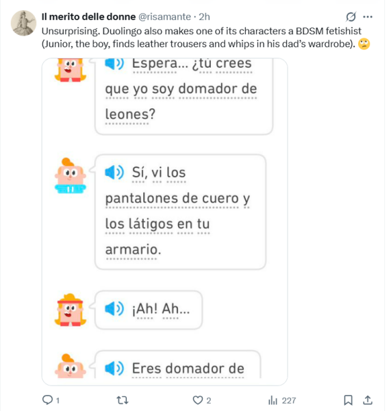 Duolingo: “JKR is mean”