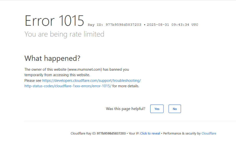 'You are being rate limited.'