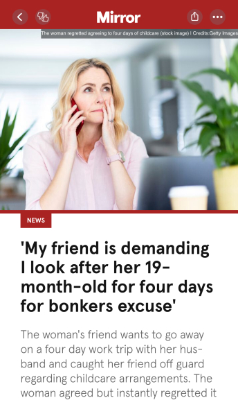 Friend wants me to look after her DC for 4 days