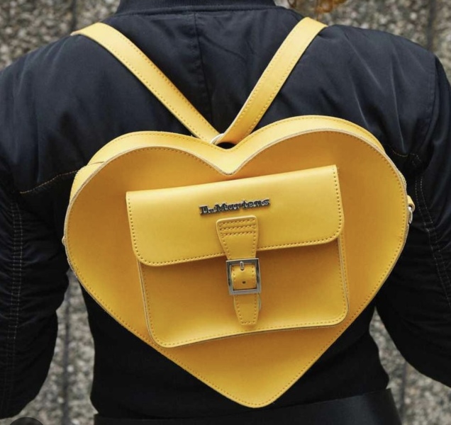 Yellow leather backpack