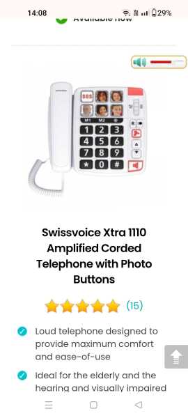 Phone suitable for hard of hearing mother with dementia