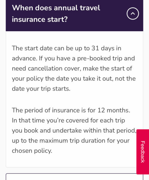 Travel insurance query