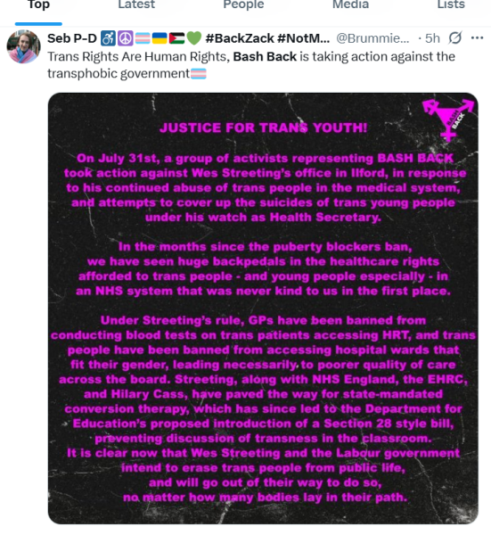 Trans group attack Wes Streeting"s constituency office