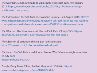 Thread 12: To feel disappointed after reading this in The Observer about the author and her husband from The Salt Path book and film?