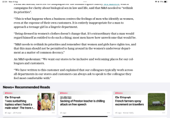 M&S apologises over trans employee in bra department (Telegraph)