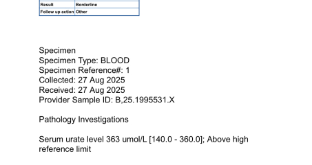 Blood test results