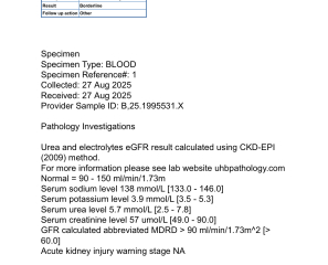 Blood test results