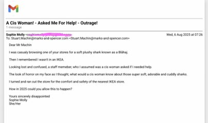 M&S apologises over trans employee in bra department (Telegraph)