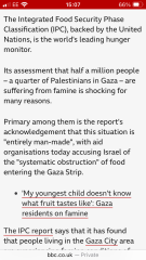 A famine has been declared in Gaza city