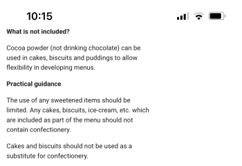 To agree with the new guidance in Scotland to ban cake at nursery?
