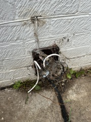 Brown box for cable left like this