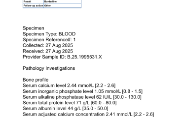 Blood test results