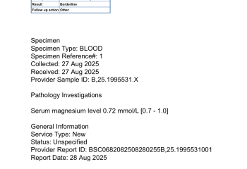 Blood test results