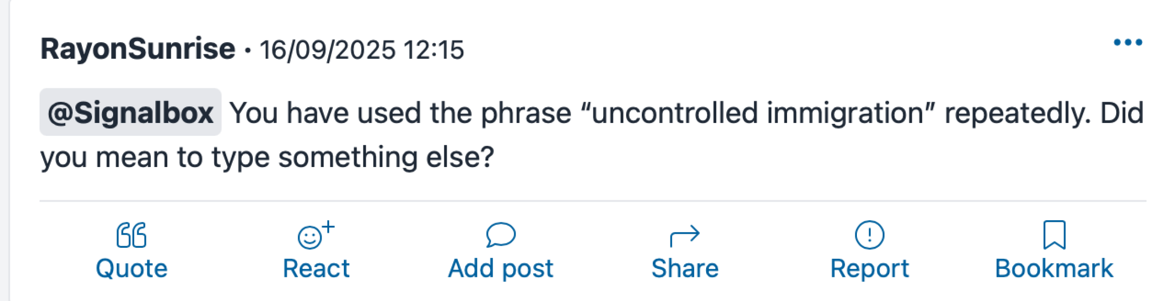 "Right or Left, I want No Part in Extremism" - Milli Hill
