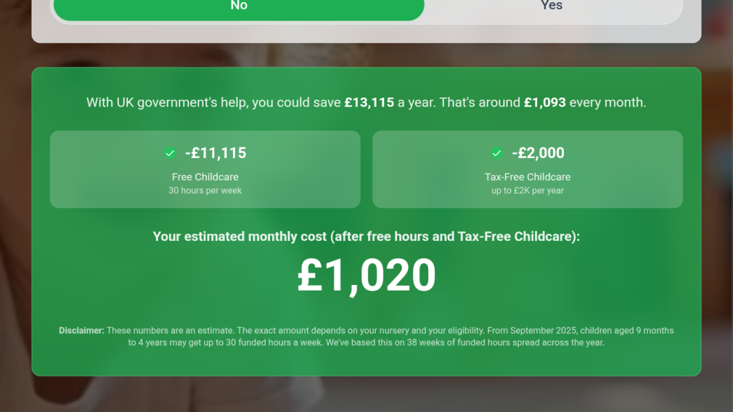 Nursery fees calculator