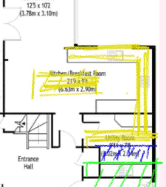 Remove wall that divides kitchen/utility for bigger kitchen
