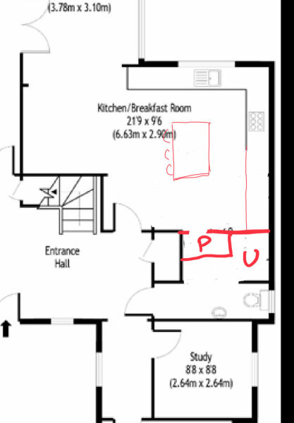 Remove wall that divides kitchen/utility for bigger kitchen