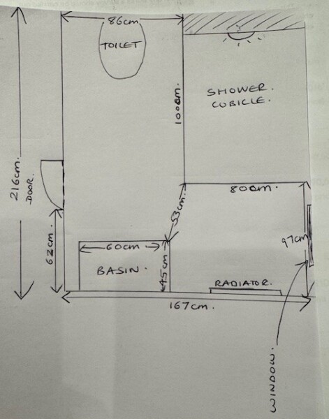 Small En-suite Layout/ Shower Cubicle Size