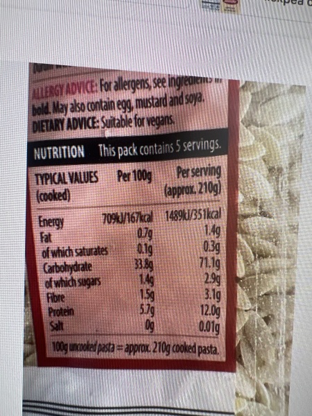 Help! Pasta calories