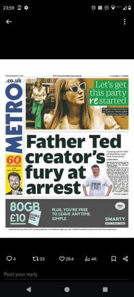 Graham Linehan arrested on arrival at Heathrow