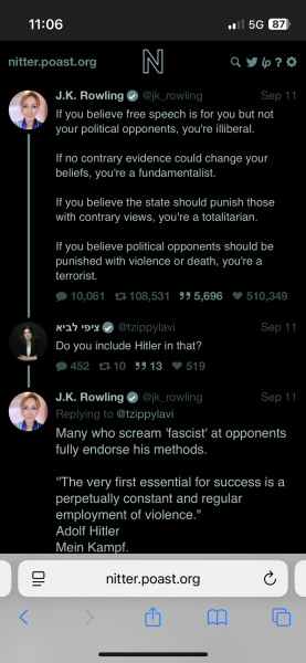 JKR accused of 'quoting hitler'