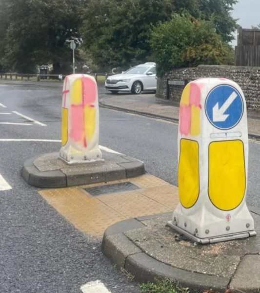 If one was to ‘find’ some spray paint how might one amusingly deface a St George’s Cross (hypothetically ofc)