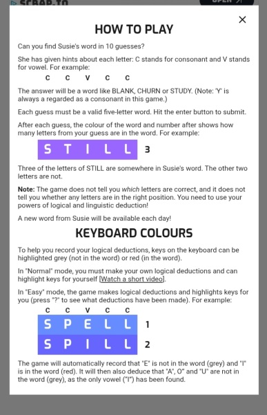 Susie Word Game - Unlimited guesses