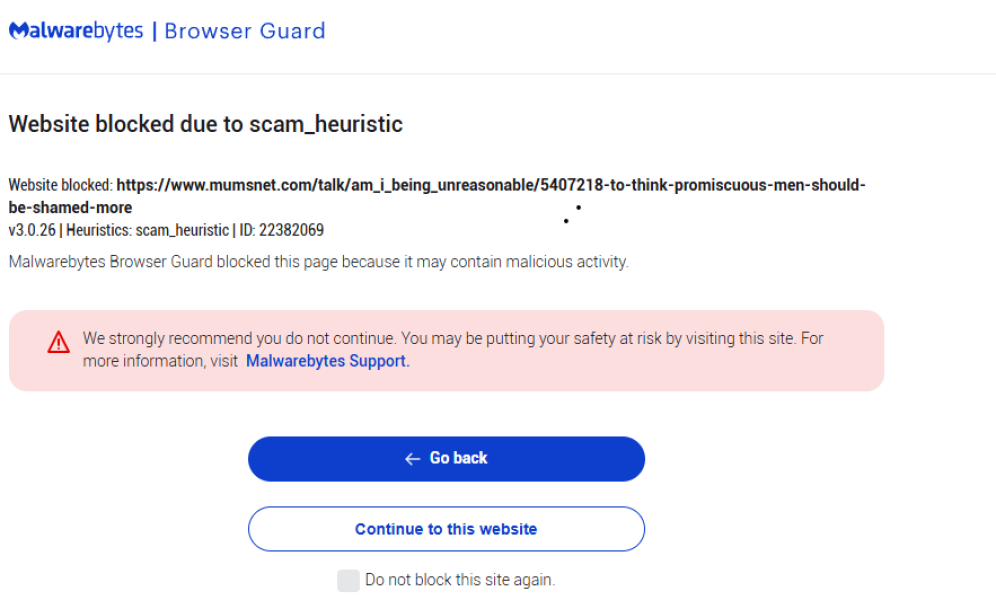 Malware alert on thread