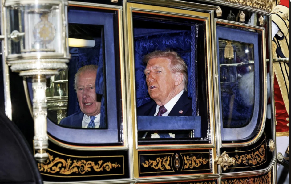 The King trailing behind Trump - a bit odd, no?