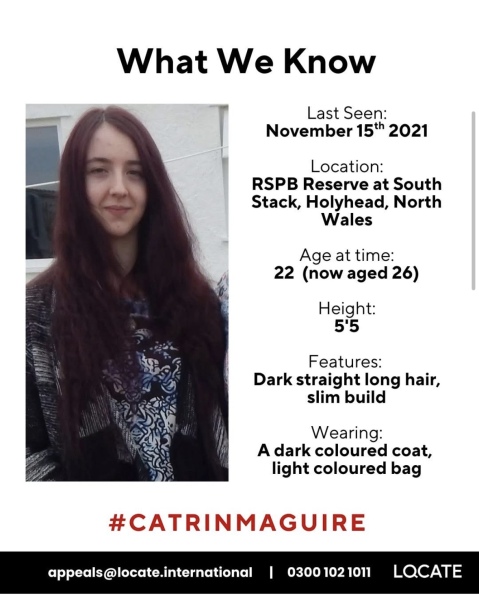 Missing Catrin Maguire from Uni of Bangor