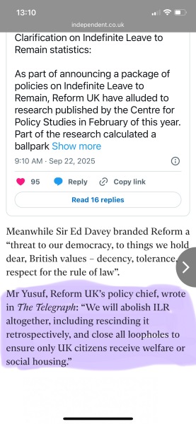 Farage promises to deport people with ILR