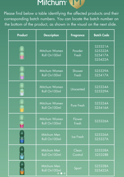 Message from Mitchum regarding skin issues