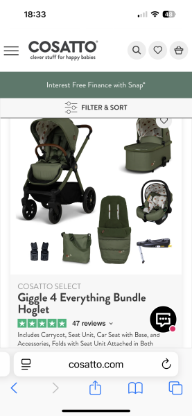 Cosatto giggle 4 everything bundle with changing bag