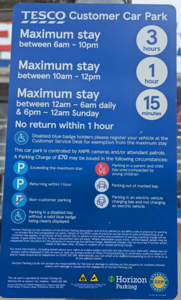 Watch out if parking in Tesco mother and baby