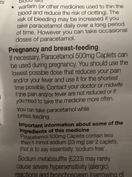 Was paracetamol always ok in pregnancy?