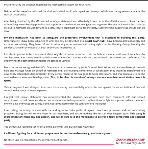 Your Corbyn/Sultana Party - Discussion thread